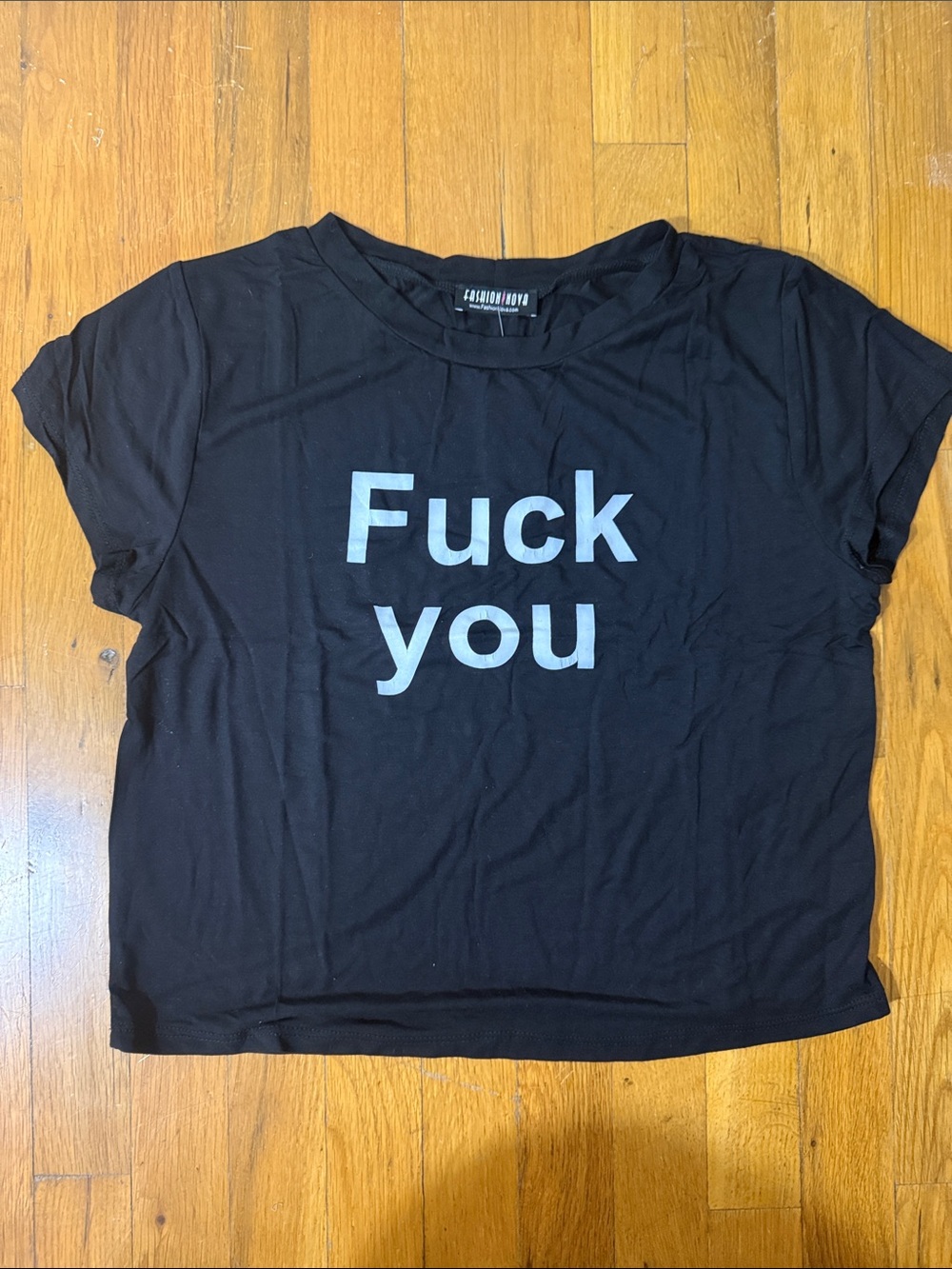 NWT Fashion Nova Black Graphic Tee with White Text